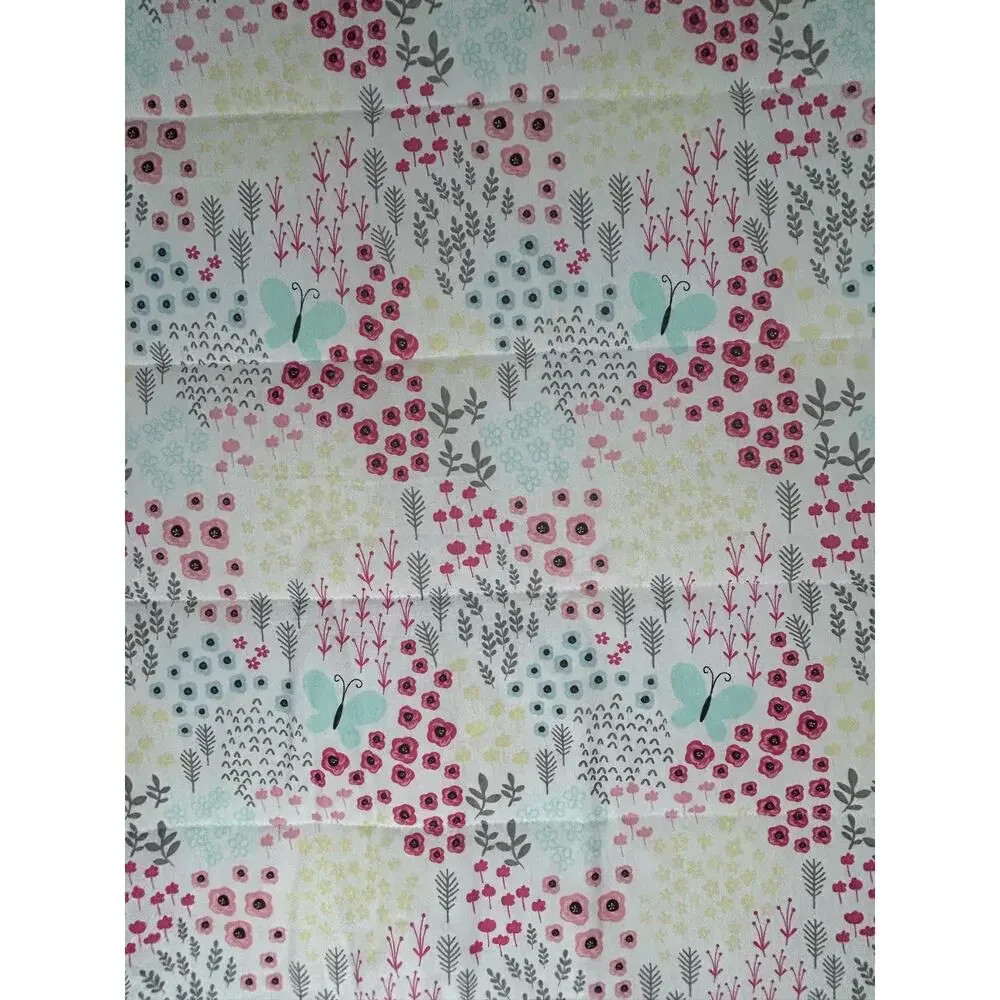 Parents Choice Walmart Pink Floral Flower Scallop Stripe Double Sided Blanket